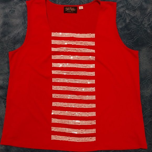 Bob Mackie Wearable Art Red Sequined Shirt Size Large - Picture 1 of 3